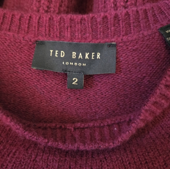 TED BAKER Maroon Elsahi Frill Detail Peplum Sweater. Size 2 - Picture 8 of 12